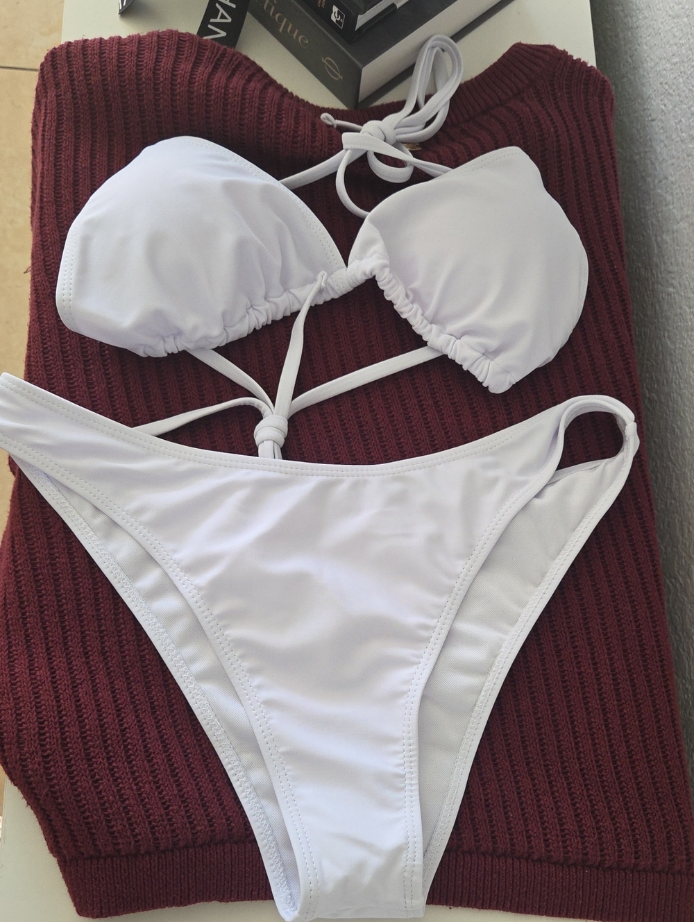 White String Bikini Set
